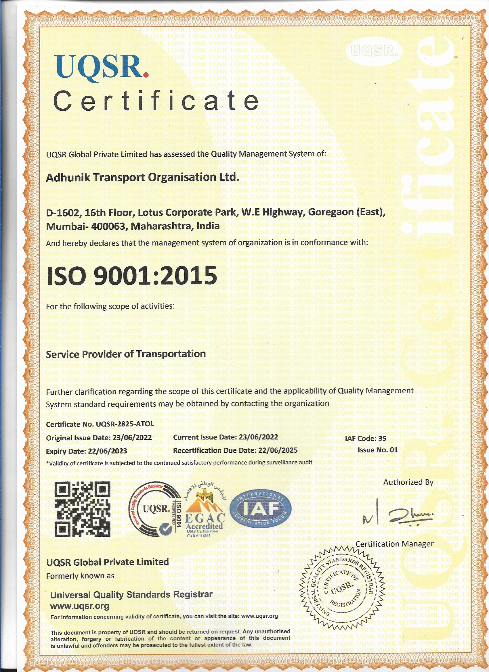 ISO CERTIFICATE 2022-23